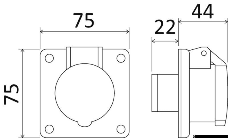 Presa a incasso bipolare femmina 12/24V 16 amp