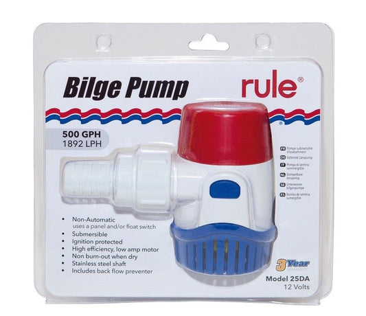 Pompa di sentina 500GPH, 1900 lt/h RULE 12V