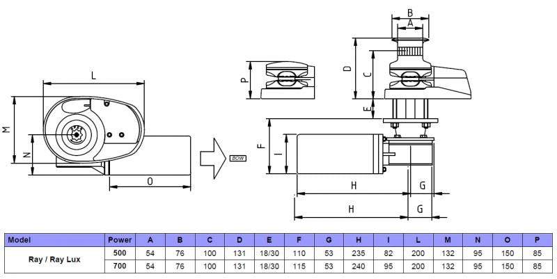 Verricello Ray lux 700 Watt 12V in bronzo cromato - Profilo basso