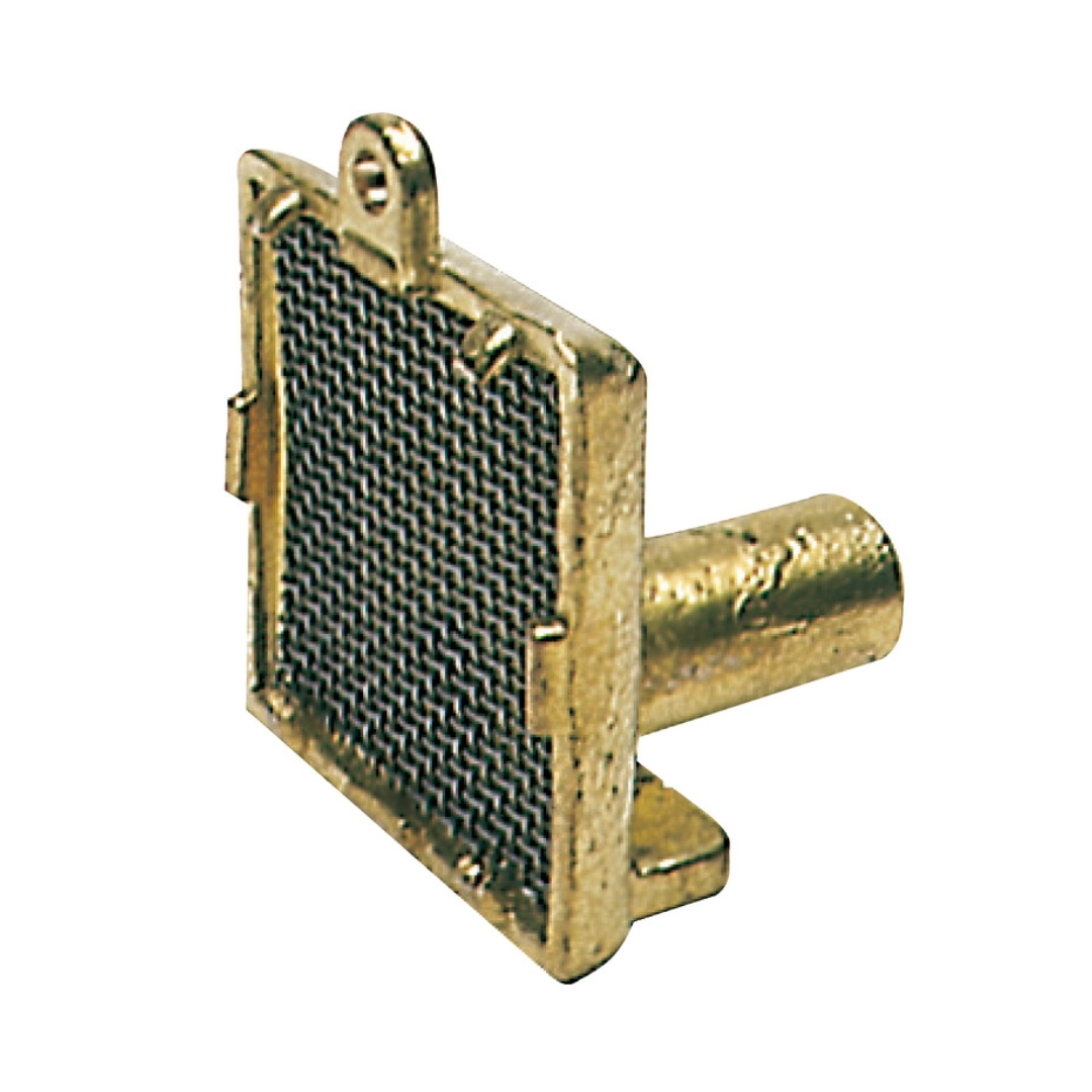 Vertical brass strainer with stainless steel mesh