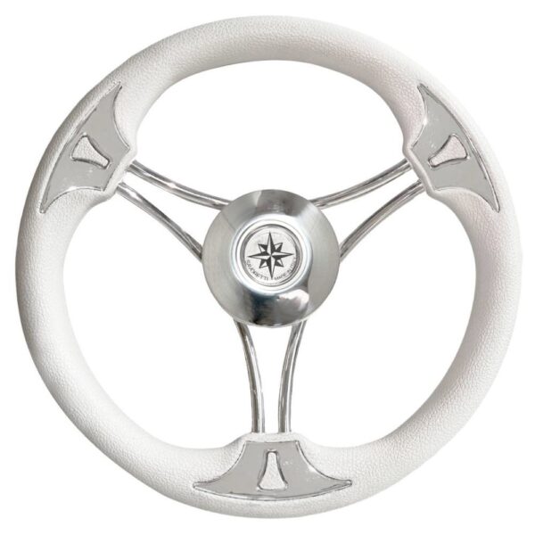 Volante in poliuretano a 6 razze inox T22 Bianco