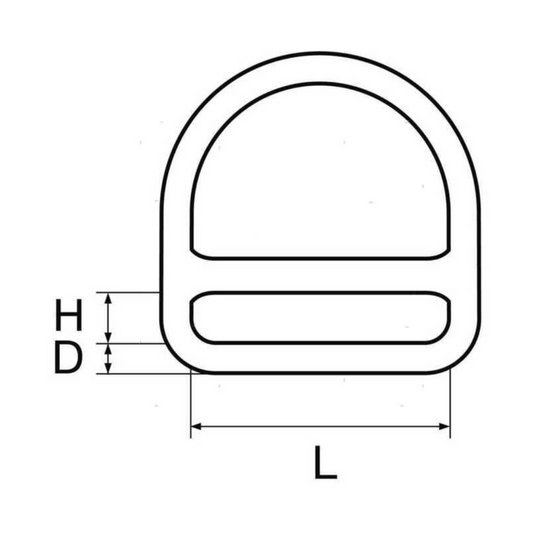 Anello a "D" in acciaio inox con passacinta