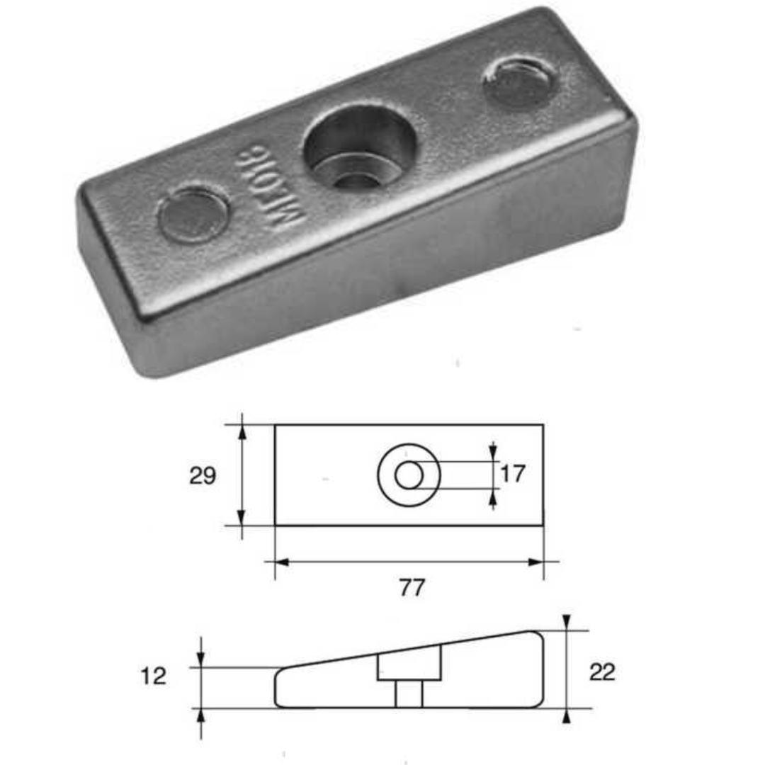 Anodo a piastrina per gambo Mercury 30<>300 HP Optimax Verado