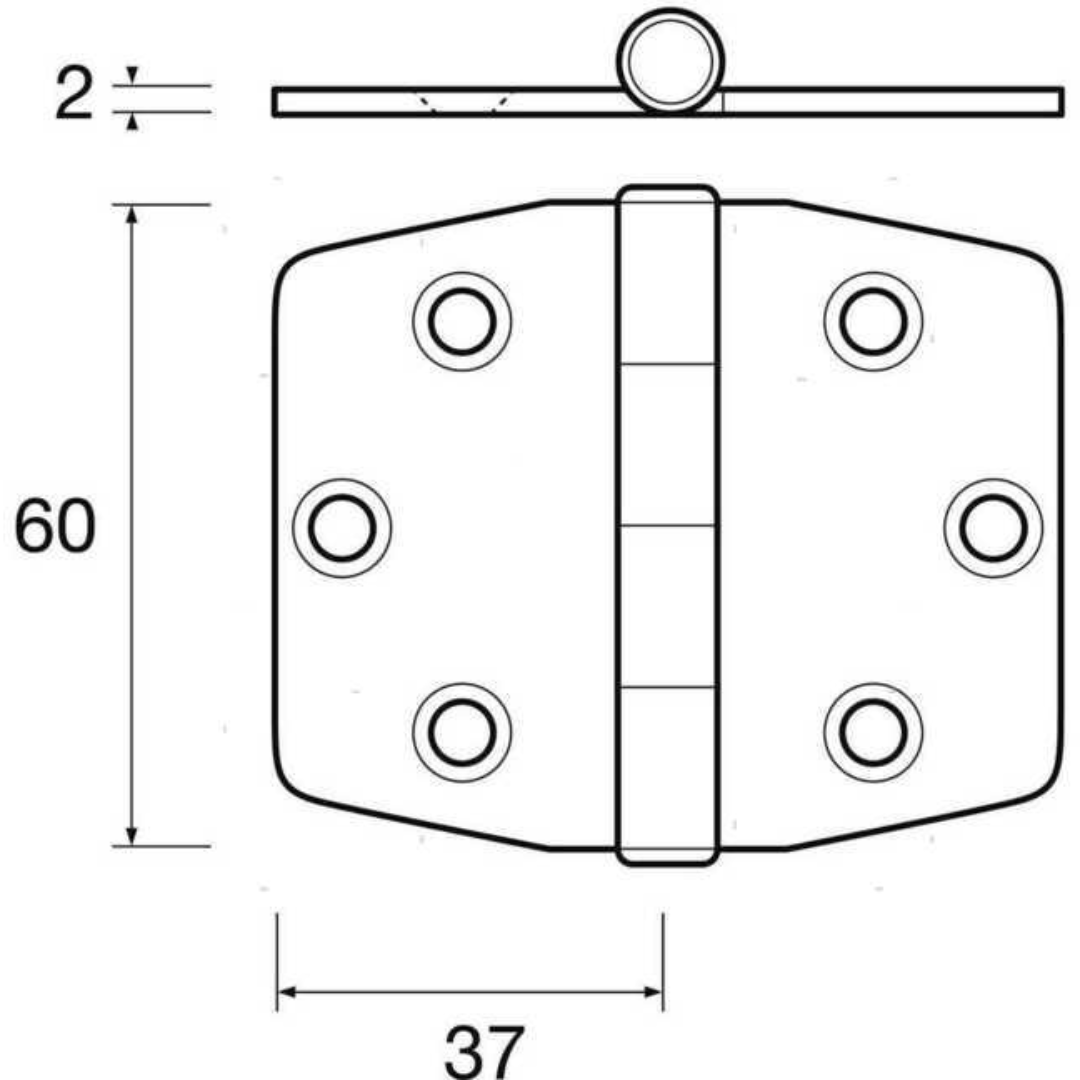 Cerniera in acciaio inox 60x74 mm