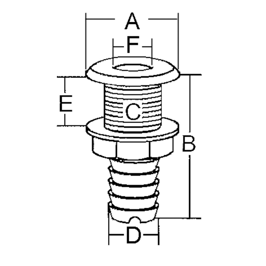 Ombrinale di scarico in plastica bianca Ø 1 ½” portagomma Ø 40 mm