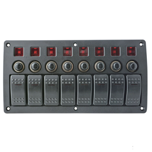 Pannello interruttori nautico IP65 in polimero UV – Carling LED + protezioni riarmabili