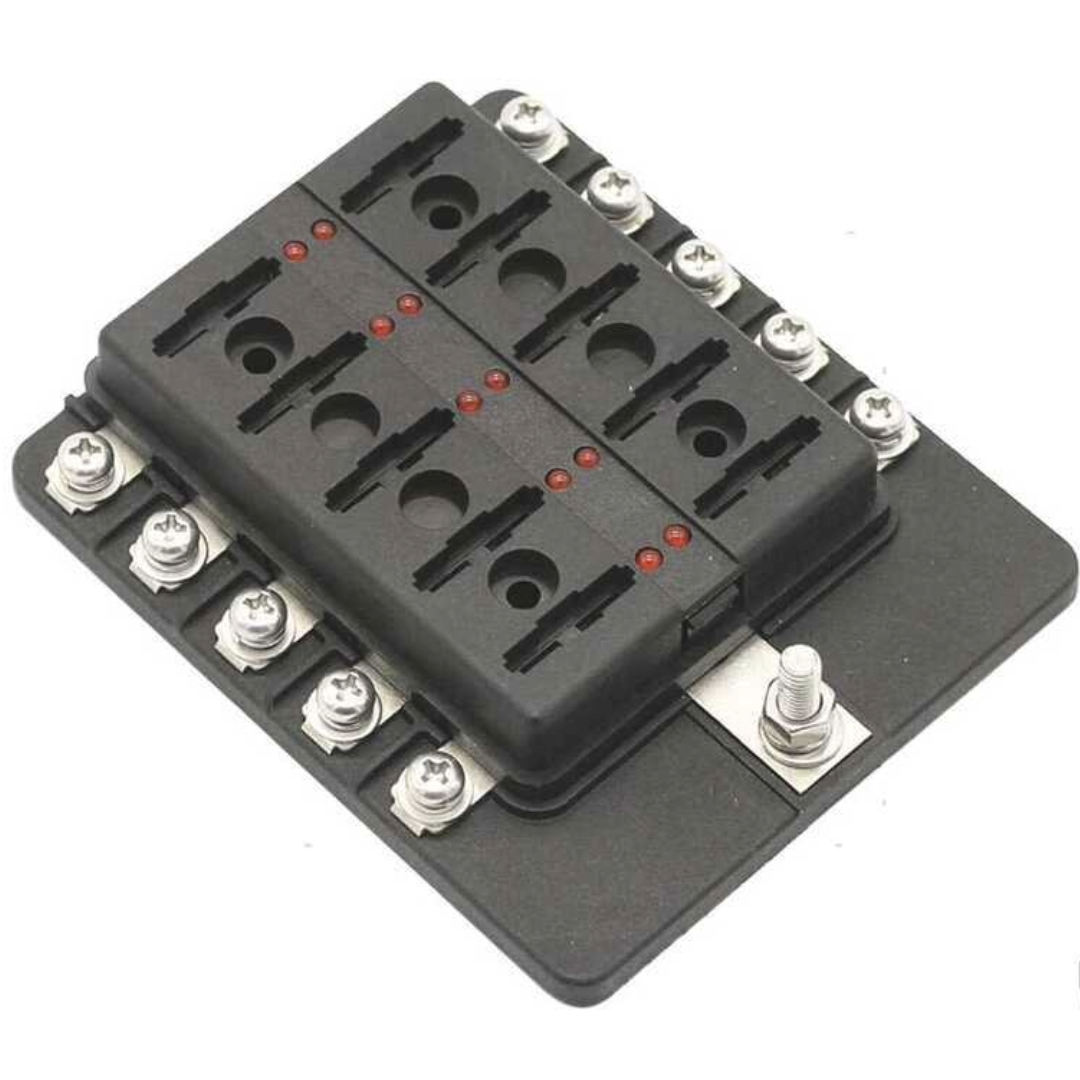 Scatola portafusibili a lama 10 posti terminale a vite impermeabile LED