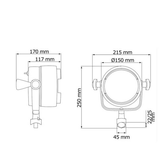 Proiettore stagno 12V 100W con attacco da pulpito