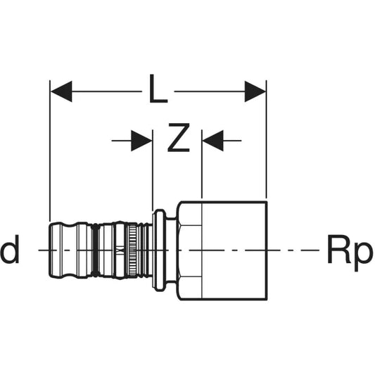 Raccordo Mepla multistrato in ottone filetto femmina tubo a pressare 40 mm x 1'