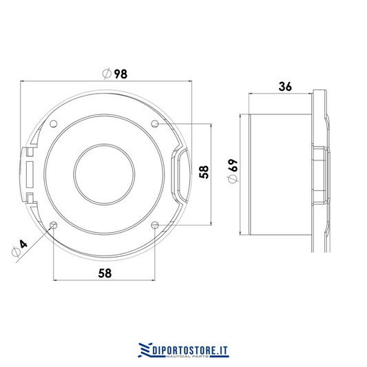 Contenitore a innesto rapido uscita acqua 3/4' maschio
