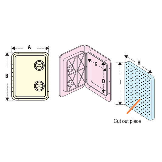 Sportello d'accesso industrial 250x598 mm