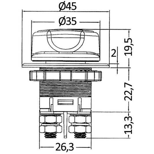 Staccabatteria compatto 100 Amp con terminali 6 mm