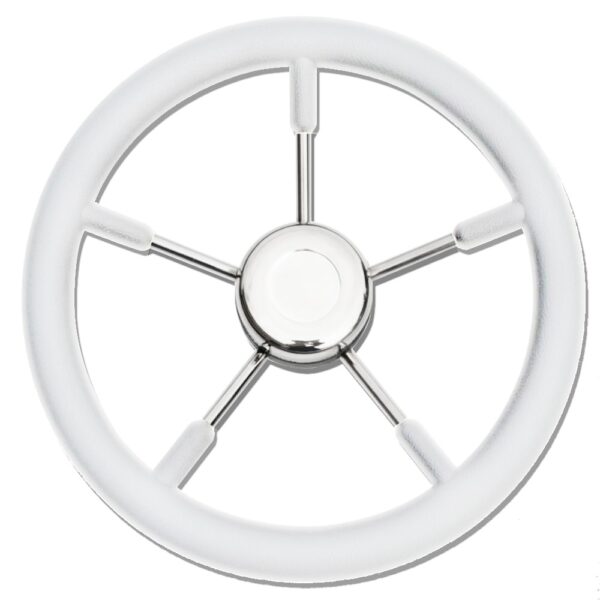 5-spoke stainless steel steering wheel T9 white