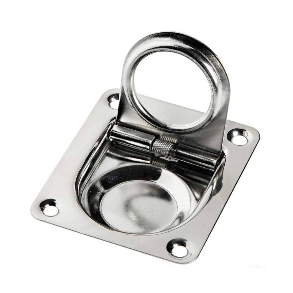 Alzapagliolo a incasso in acciaio inox con maniglia 38 x 40 mm