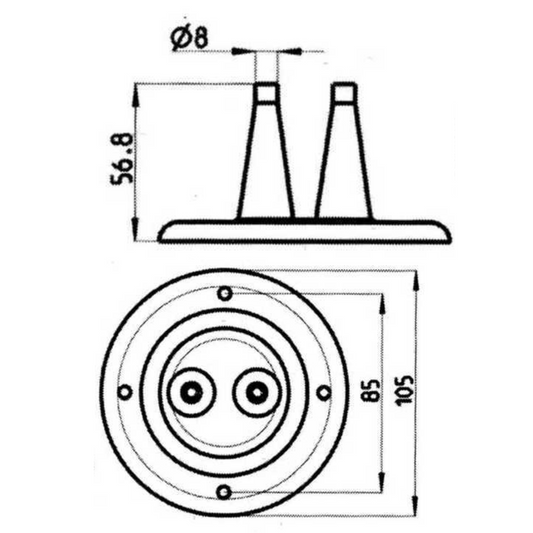 Cuffia passaparatia 2 fori bianca Ø 50 mm per timoneria idraulica