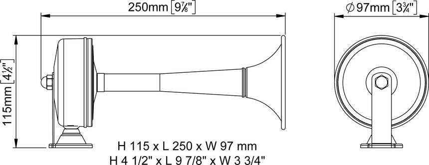 Tromba elettromagnetica in acciaio inox Marco DUK 12 Volts