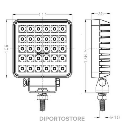 Faro da coperta LED 30 Watt bianco 12-24V