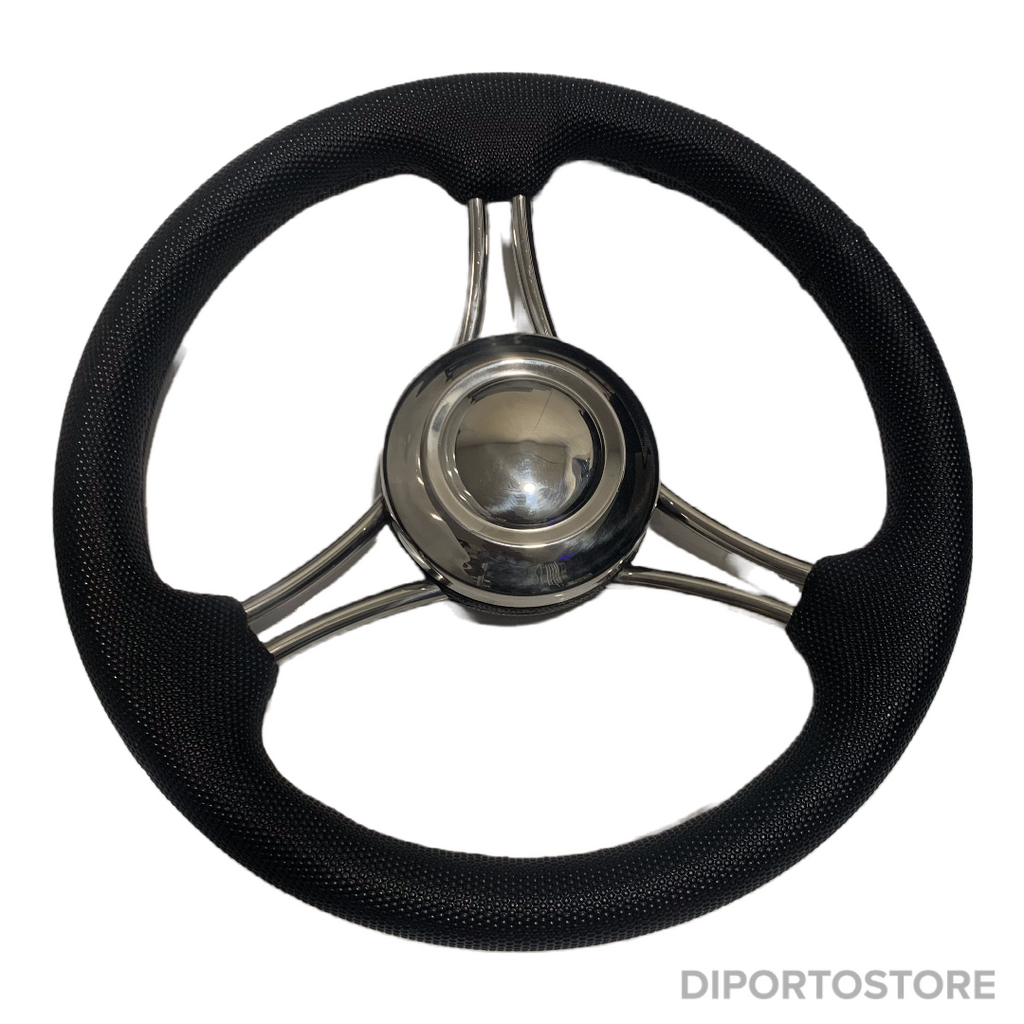 Volante inox a 3 razze nero Ø 35 cm