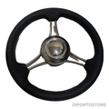 Volante inox a 3 razze nero Ø 35 cm