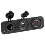 Presa tripla USB-A USB-C + Voltometro/Amperometro + Accendisigaro 12V