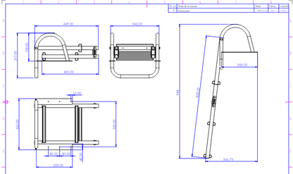 Scaletta inox con maniglioni 3 gradini legno