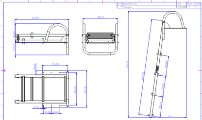 Scaletta inox con maniglioni 4 gradini legno