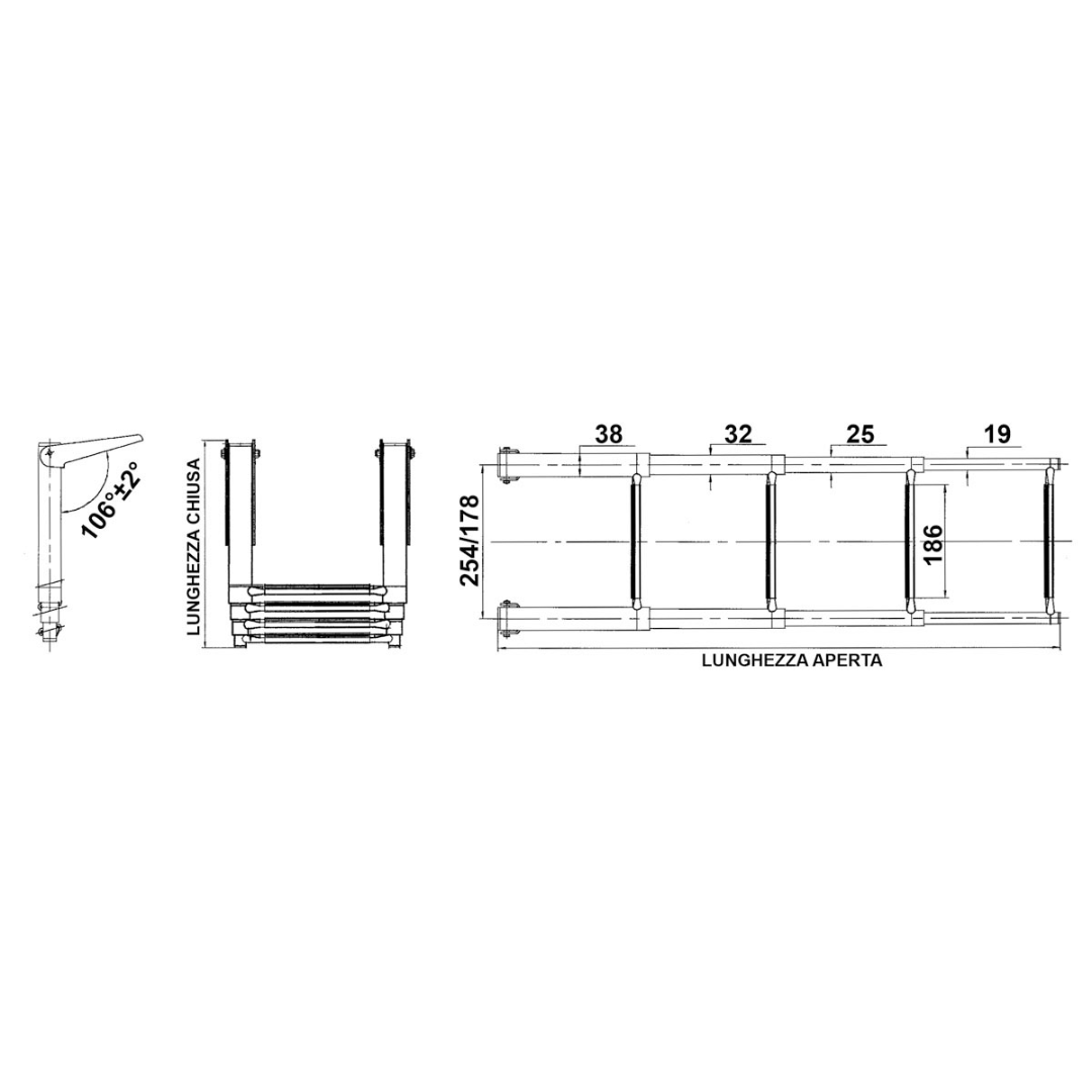 Scaletta inox telescopica 3 gradini bianchi (Stretta)