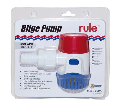 Pompa di sentina 500GPH, 1900 lt/h RULE 12V