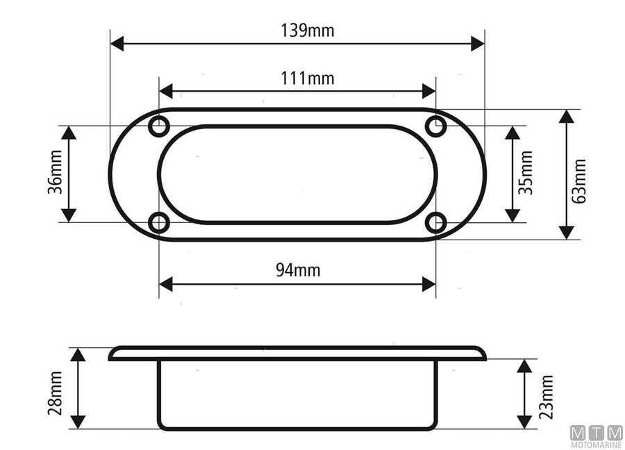 Passacavi cubia in acciaio inox 138 x 62