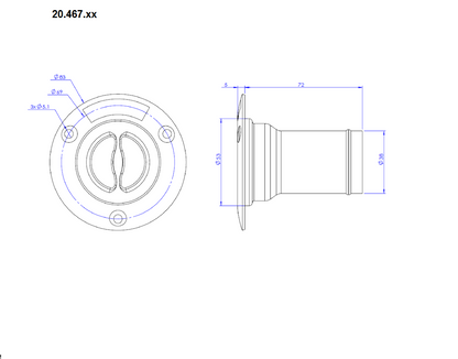 Tappo imbarco carburante inox a filo Ø 50 mm