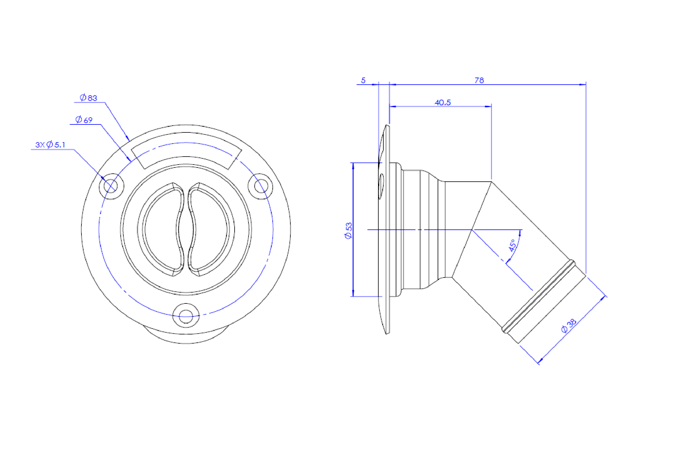 Tappo imbarco carburante inox a filo Ø 38 mm - inclinato