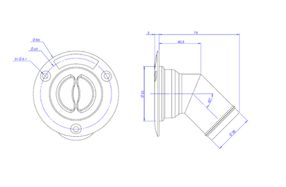 Tappo imbarco carburante inox a filo Ø 38 mm - inclinato