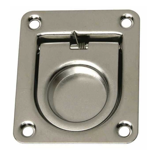 Alzapagliolo a incasso in acciaio inox con maniglia 38 x 40 mm