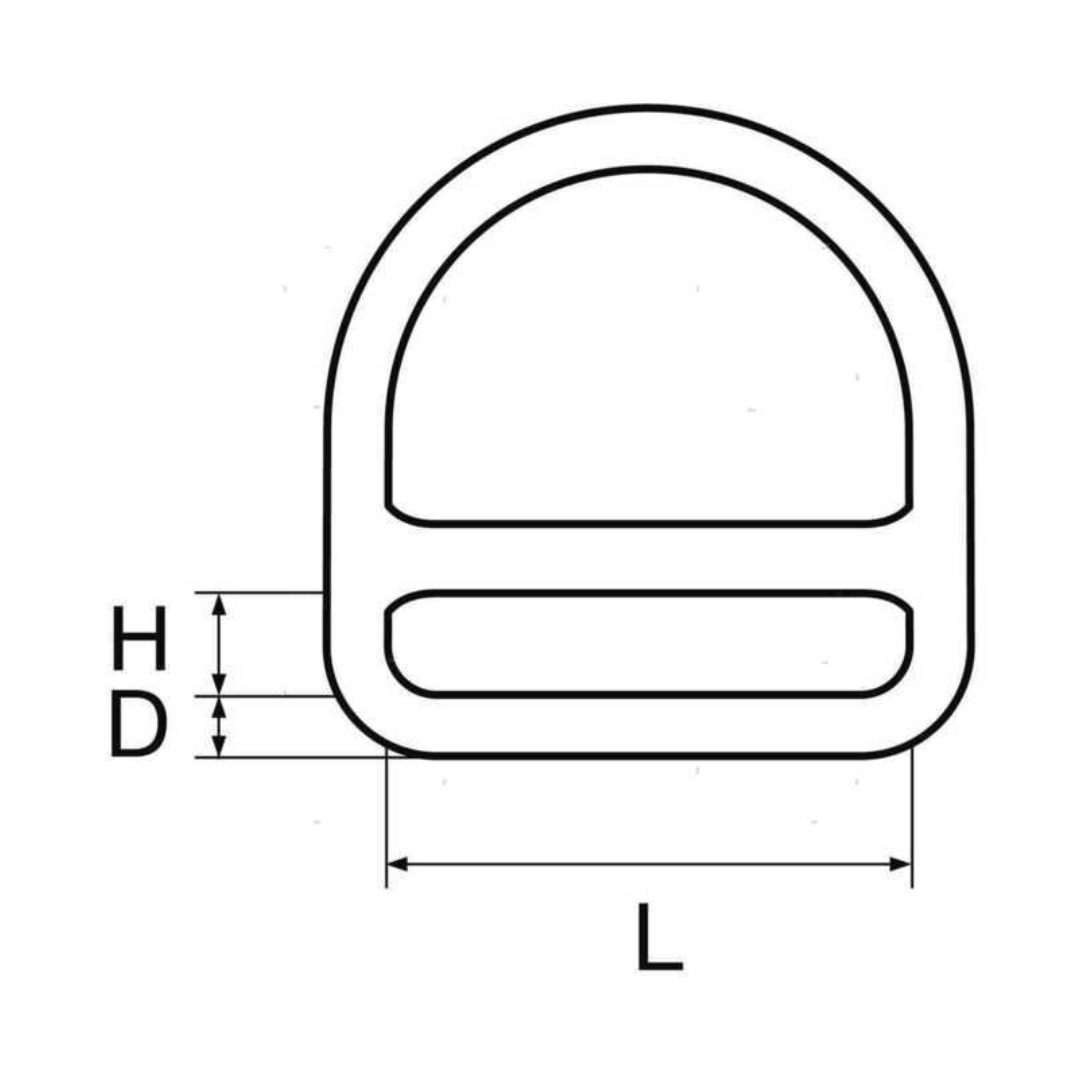 Anello a "D" in acciaio inox con passacinta