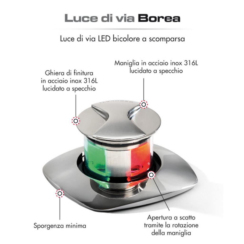 Luci di via LED a scomparsa Borea regolamentare