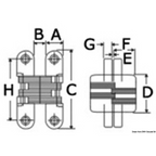 Cerniera a scomparsa 53 mm per sportelli 2 pz
