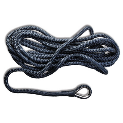High tenacity mooring line with stainless steel thimble Ø 14 mm x 9 metres