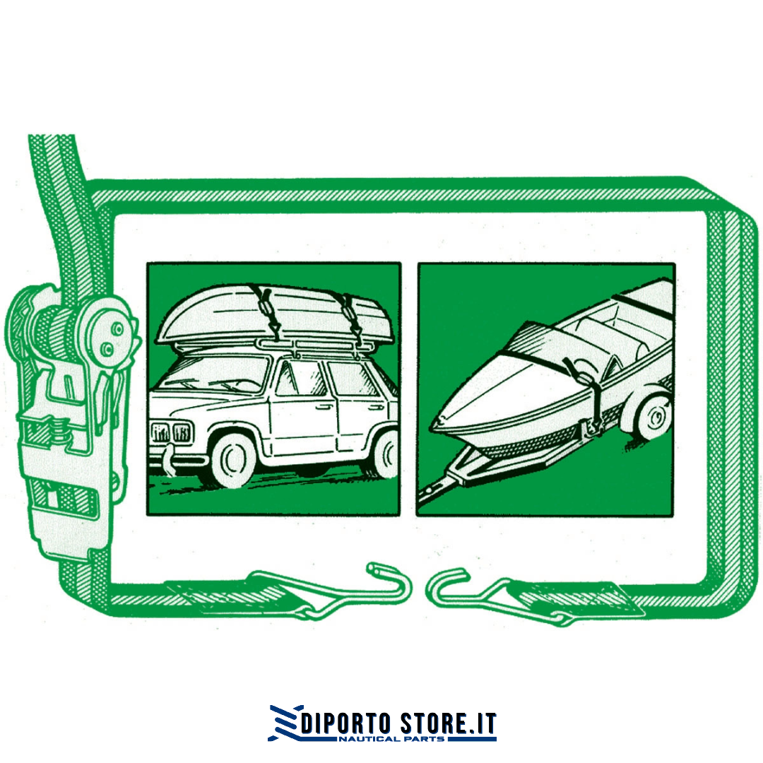 Cinghia tensionatrice regolabile blu fissaggio INOX 750 Kg