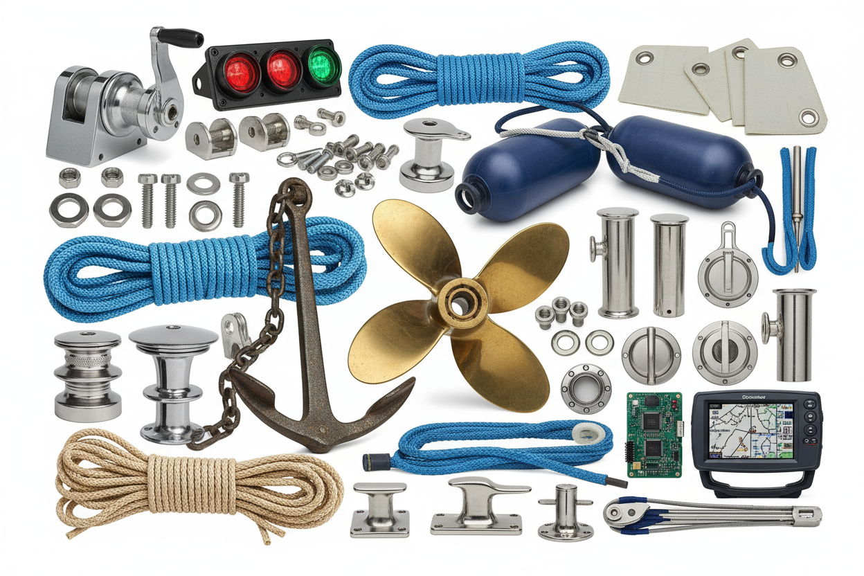 collage di ricambi e accessori nautici