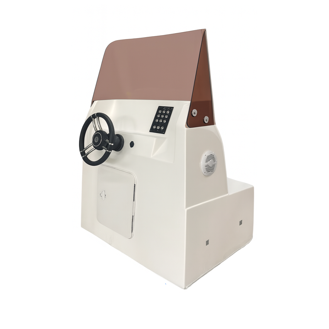 Consolle nautica in vetroresina di guida con panca