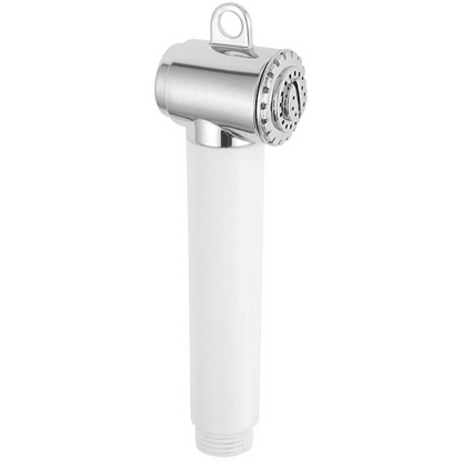 White push-button shower head with brass head 
