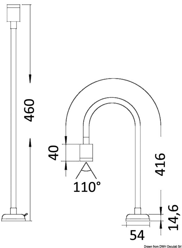 Luce snodata in acciaio inox da letto 12/24 Volts