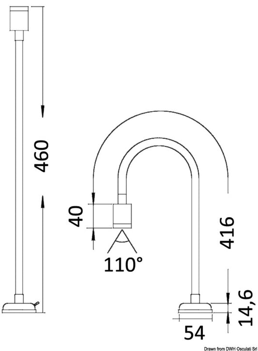 Luce snodata in acciaio inox da letto 12/24 Volts