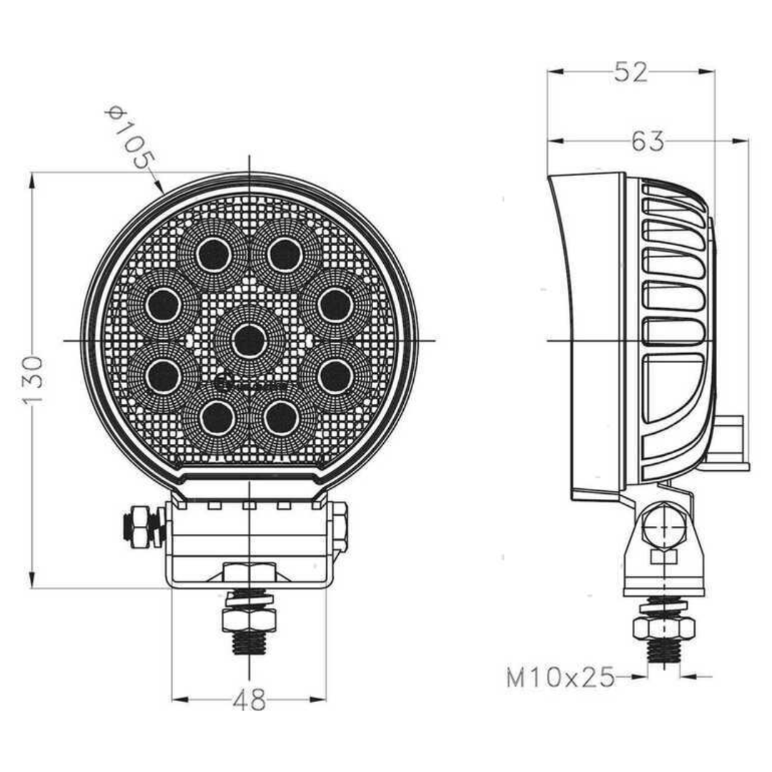 Faro da pozzetto tondo LED luce concentrata 27W S-line
