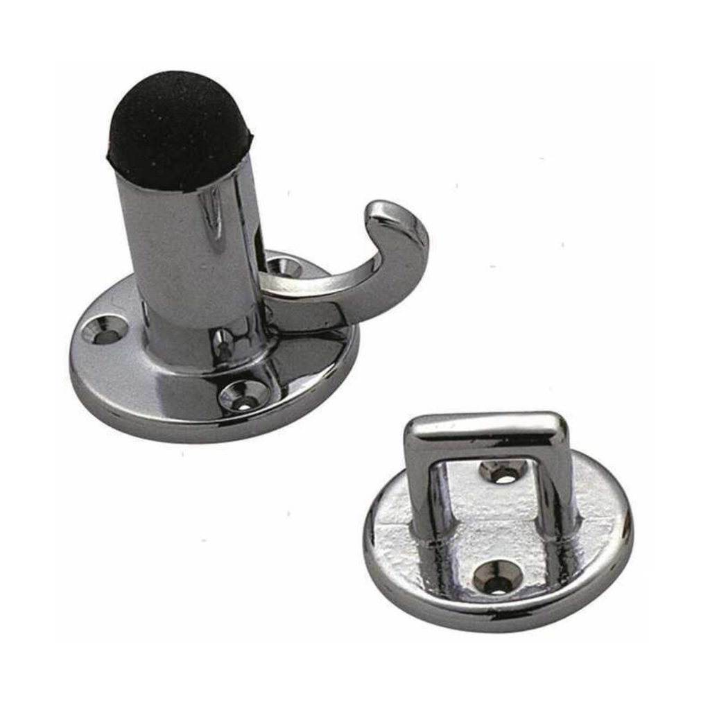 Fermaporte a gancio in ottone cromato