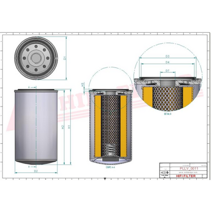 Filtro olio HIFI FILTER SN25027 per Yanmar, Volvo