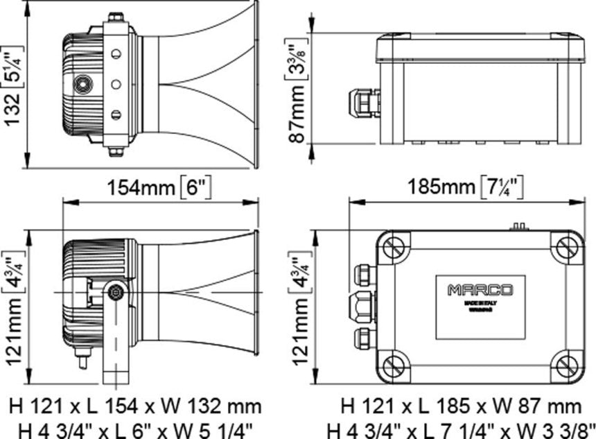 Fischio elettronico nautico EMH con VHF e segnale nebbia