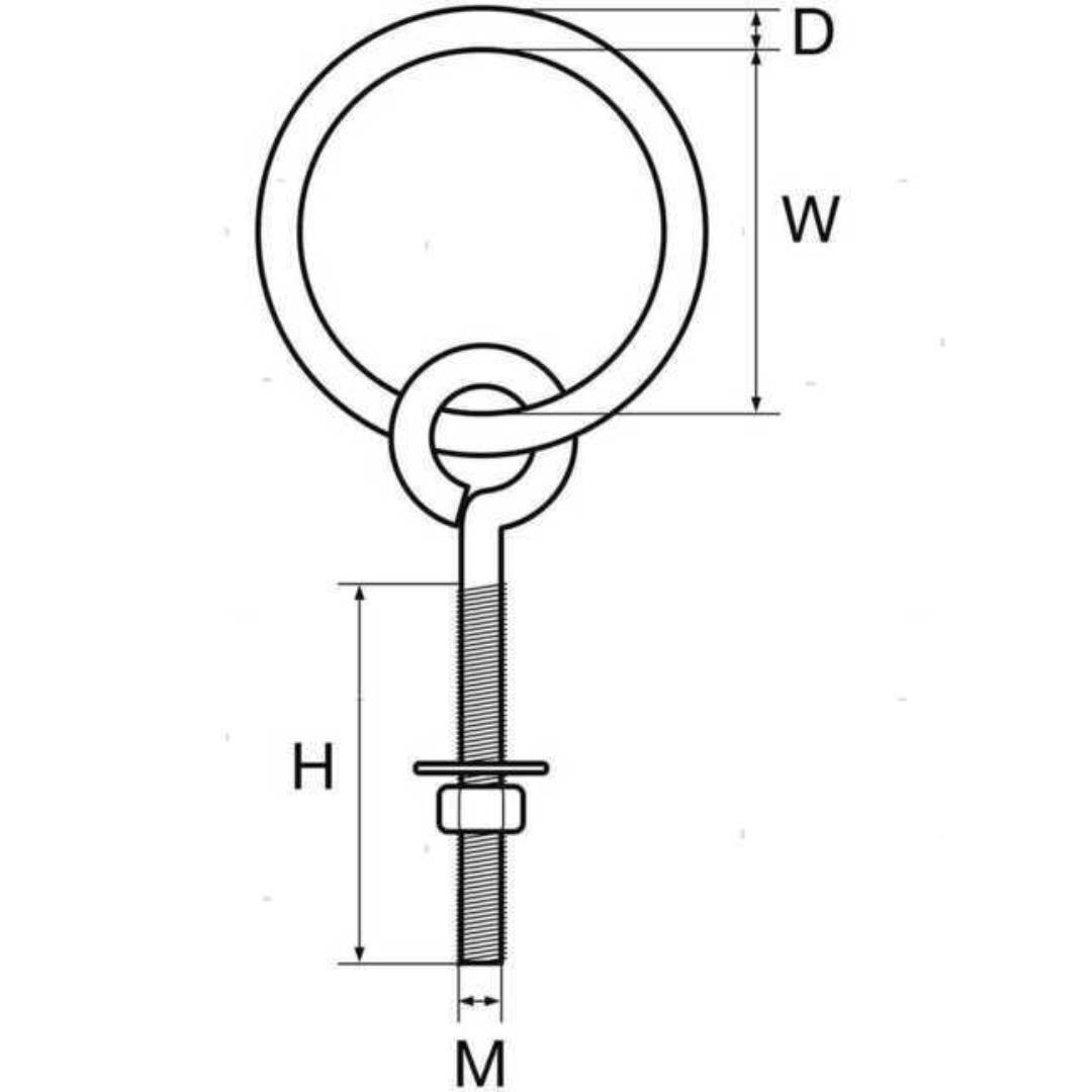 Eyebolt with pin and stainless steel ring Ø 45 mm