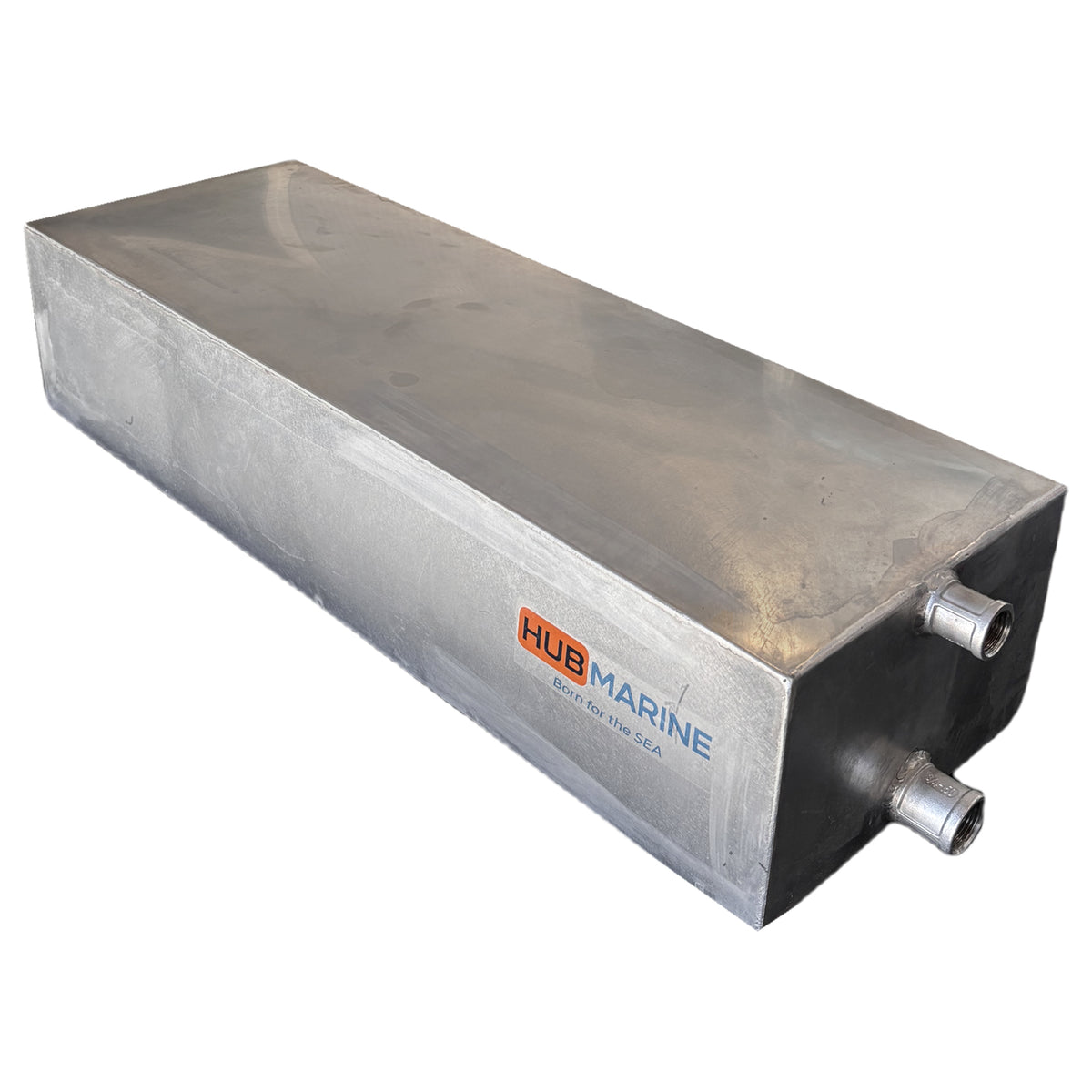Serbatoio inox Hubmarine D1509 – vista generale con logo e raccordi