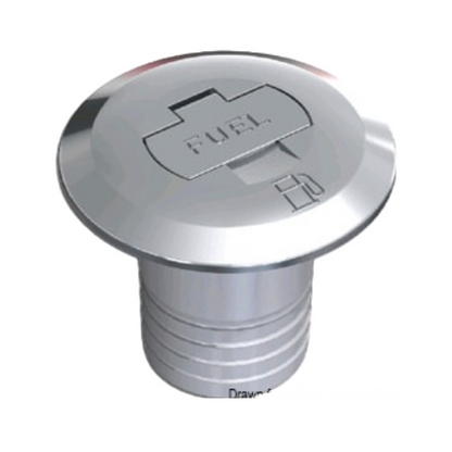 Chrome-plated brass "FUEL" deck filler cap with key